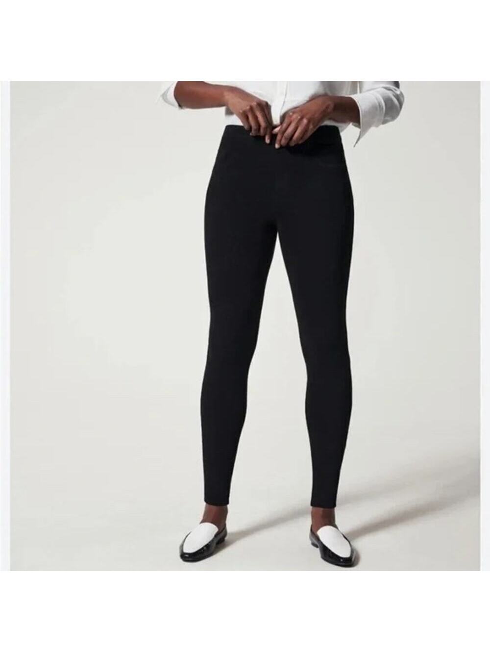 Spanx EUC Women's Black Stretch Denim Shaping Ankle Leggings Size Small